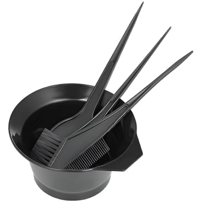 Salon Colouring Set - 4-Piece Hair Dye Kit with Mixing Bowl, 3 Brushes, and Tint Comb for Professional and Home Use (Black) (set-4pcs) - Image 3